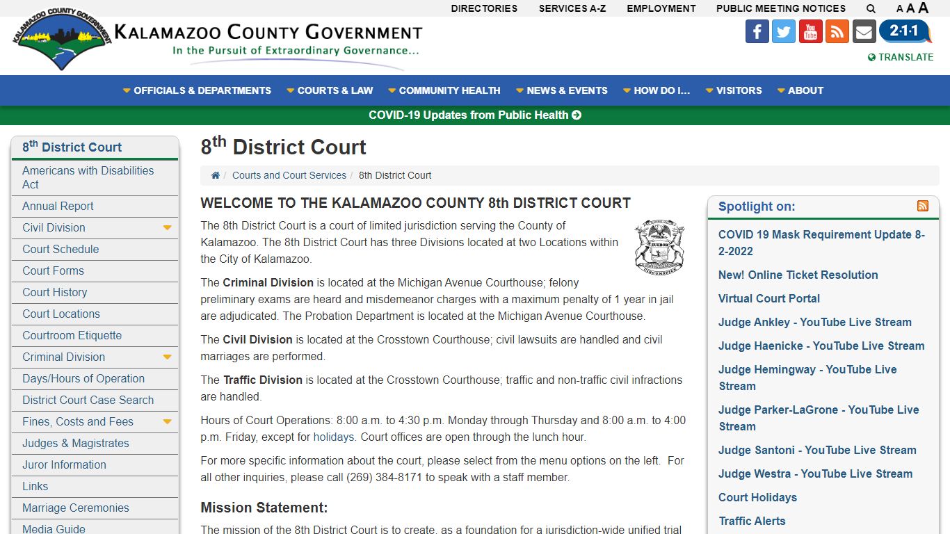 8th District Court - Kalamazoo Michigan County Government ...